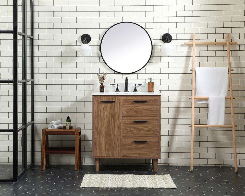 Elegant Furniture & Lighting - Baldwin 30 inch Single bathroom vanity in walnut brown with backsplash - VF47030WB-BS veiw 5
