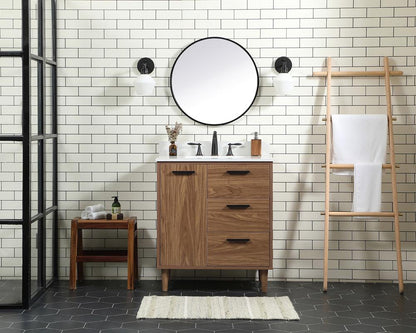 Elegant Furniture & Lighting - Baldwin 30 inch Single bathroom vanity in walnut brown with backsplash - VF47030WB-BS veiw 5