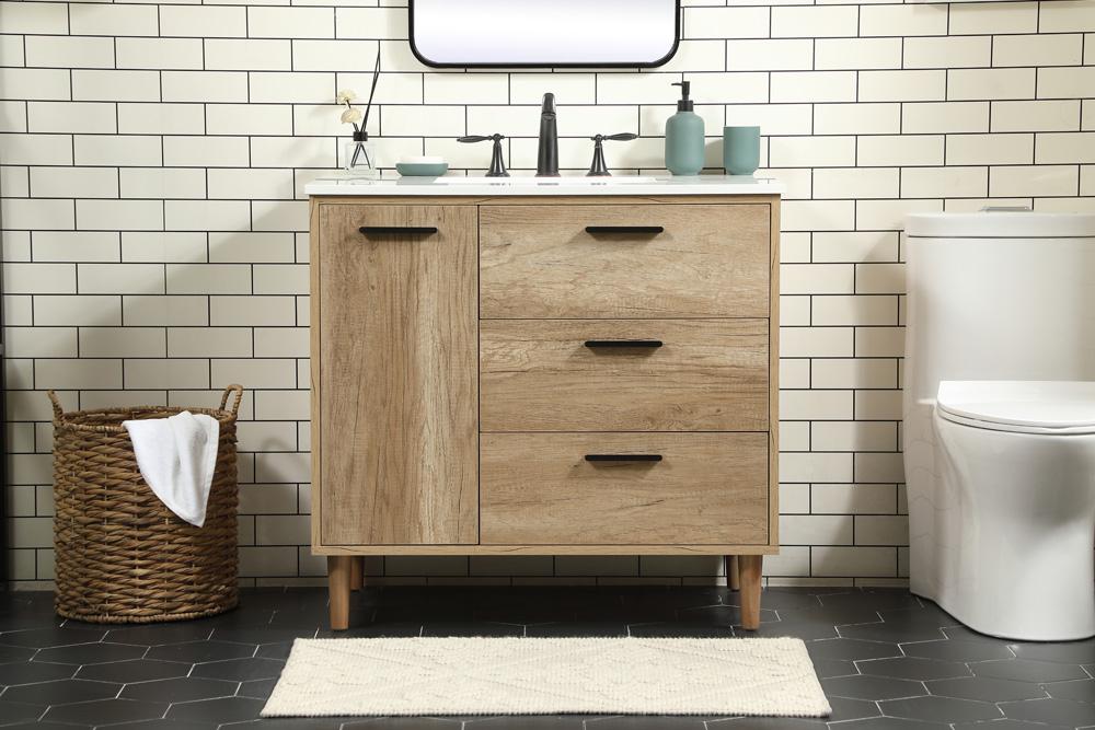 Elegant Furniture & Lighting - Baldwin 36 inch Single bathroom vanity in natural oak - VF47036NT veiw 2