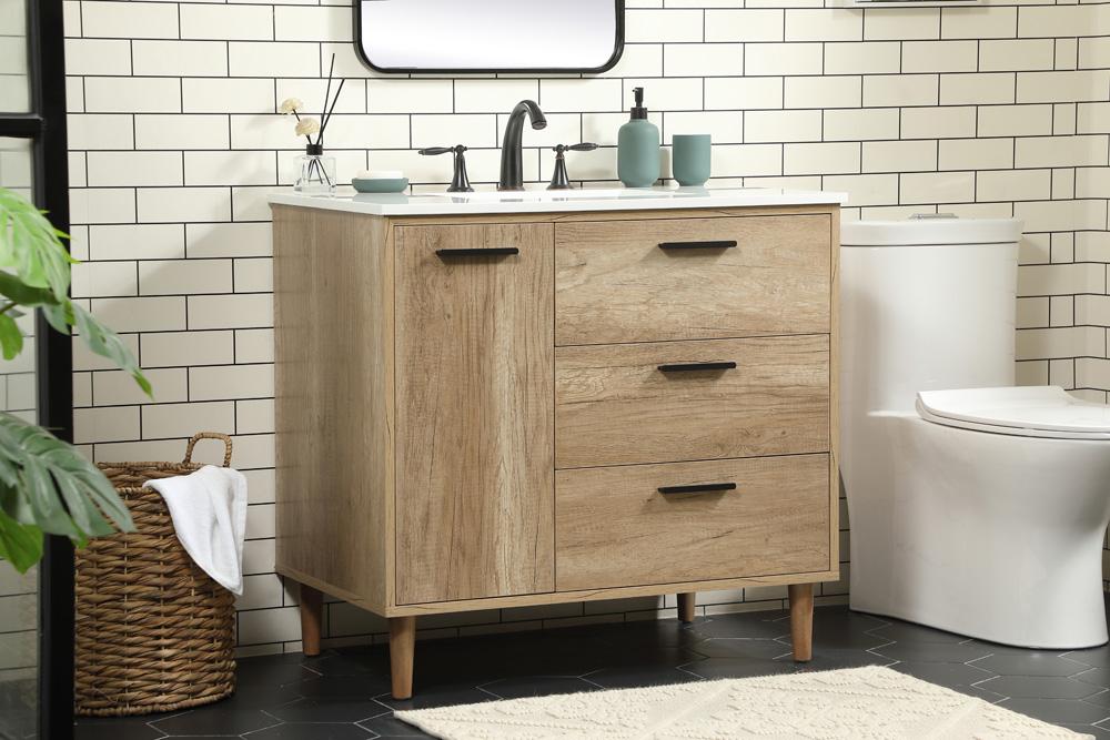 Elegant Furniture & Lighting - Baldwin 36 inch Single bathroom vanity in natural oak - VF47036NT veiw 3