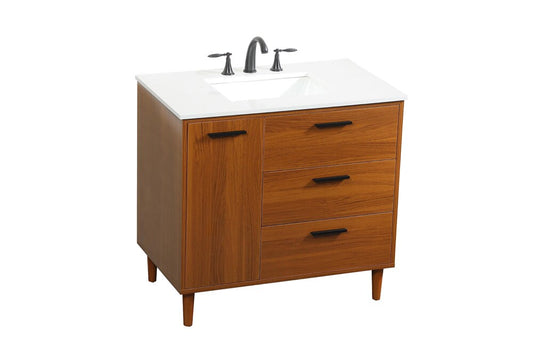 Elegant Furniture & Lighting - Baldwin 36 inch bathroom vanity in Teak - VF47036MTK veiw 1