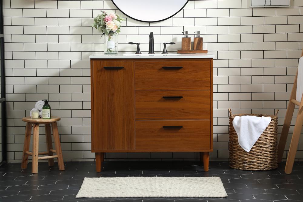 Elegant Furniture & Lighting - Baldwin 36 inch bathroom vanity in Teak - VF47036MTK veiw 2