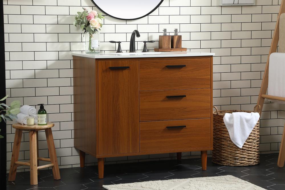 Elegant Furniture & Lighting - Baldwin 36 inch bathroom vanity in Teak - VF47036MTK veiw 9