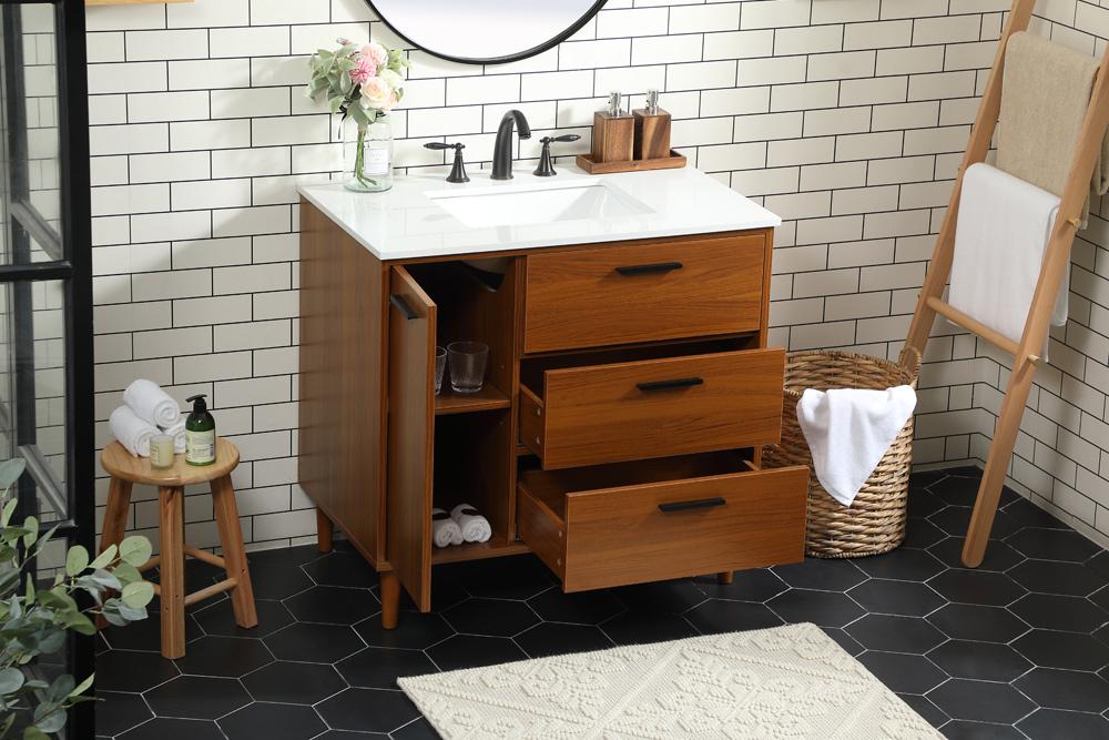Elegant Furniture & Lighting - Baldwin 36 inch bathroom vanity in Teak - VF47036MTK veiw 10