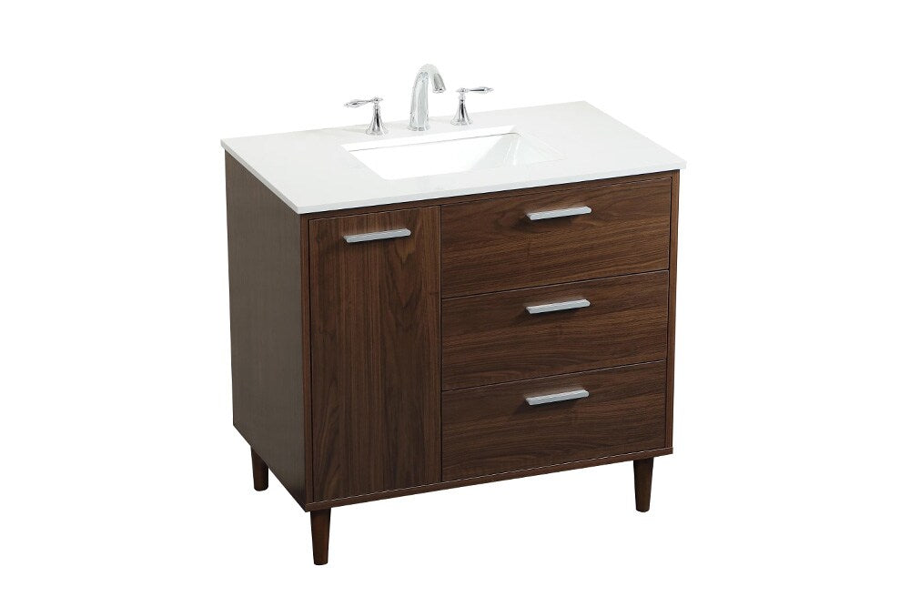 Elegant Furniture & Lighting - Baldwin 36 inch bathroom vanity in Walnut - VF47036MWT veiw 1