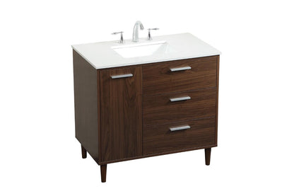 Elegant Furniture & Lighting - Baldwin 36 inch bathroom vanity in Walnut - VF47036MWT veiw 1