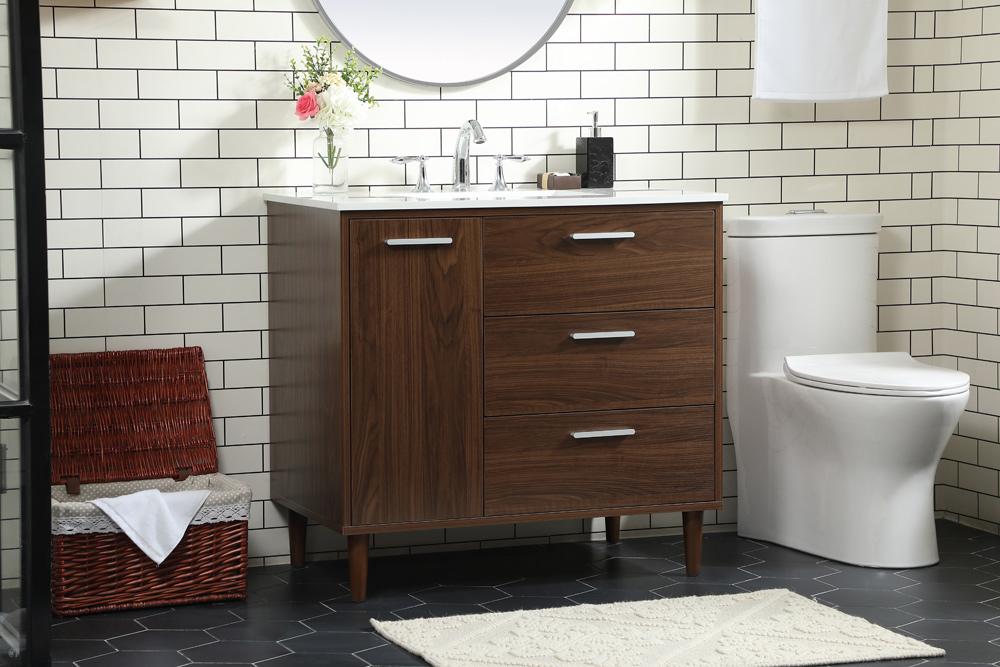 Elegant Furniture & Lighting - Baldwin 36 inch bathroom vanity in Walnut - VF47036MWT veiw 9