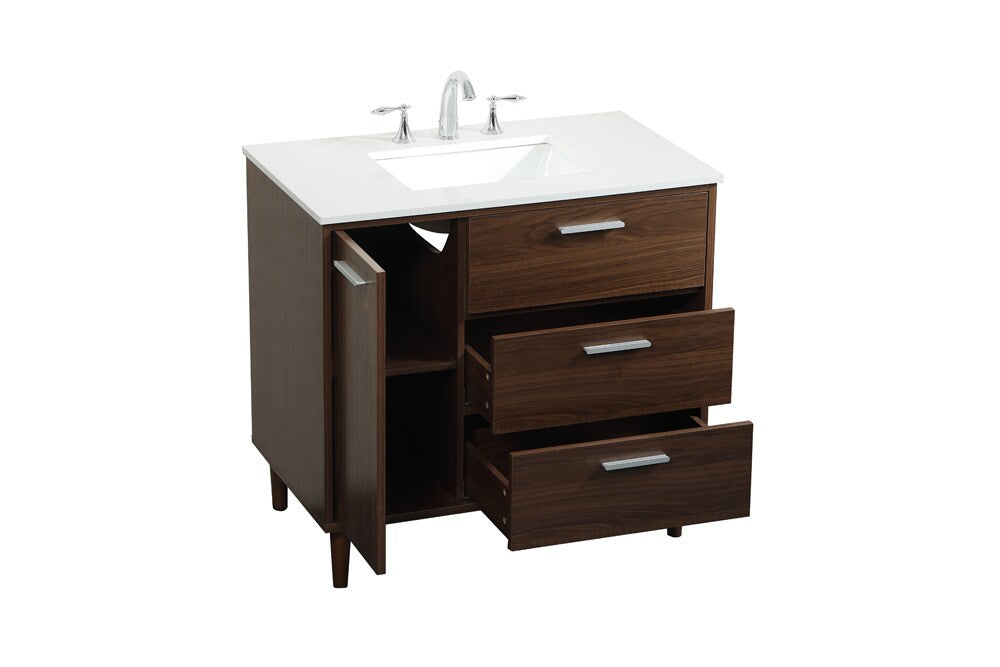 Elegant Furniture & Lighting - Baldwin 36 inch bathroom vanity in Walnut - VF47036MWT veiw 16