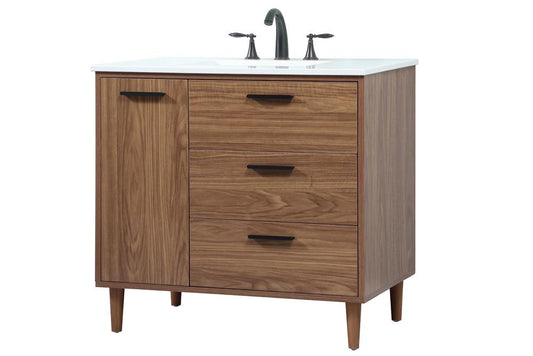 Elegant Furniture & Lighting - Baldwin 36 inch Single bathroom vanity in walnut brown - VF47036WB veiw 1