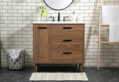 Elegant Furniture & Lighting - Baldwin 36 inch Single bathroom vanity in walnut brown - VF47036WB veiw 2