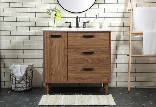 Elegant Furniture & Lighting - Baldwin 36 inch Single bathroom vanity in walnut brown - VF47036WB veiw 2