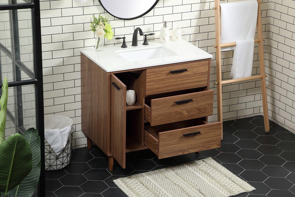 Elegant Furniture & Lighting - Baldwin 36 inch Single bathroom vanity in walnut brown - VF47036WB veiw 4