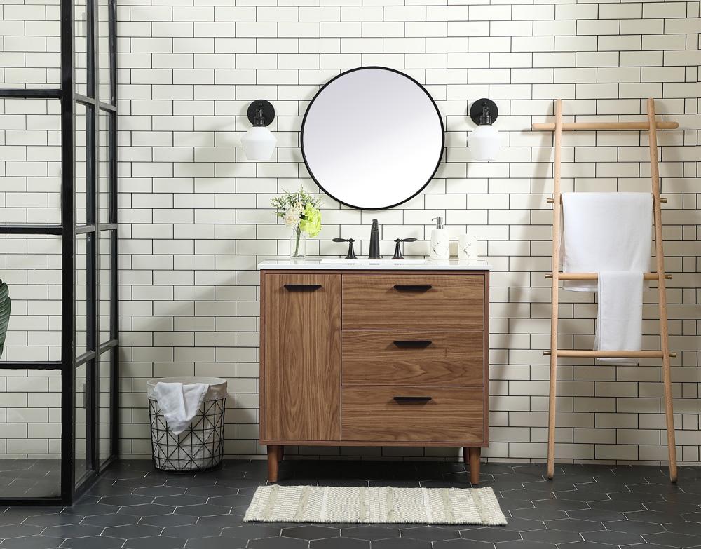 Elegant Furniture & Lighting - Baldwin 36 inch Single bathroom vanity in walnut brown - VF47036WB veiw 5