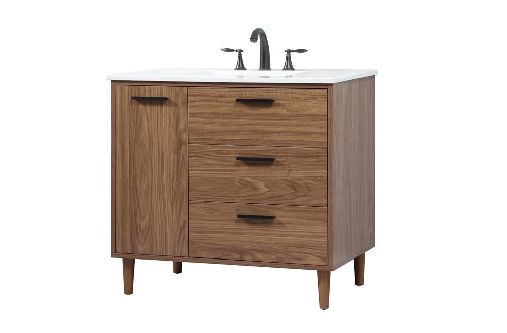 Elegant Furniture & Lighting - Baldwin 36 inch Single bathroom vanity in walnut brown - VF47036WB veiw 8
