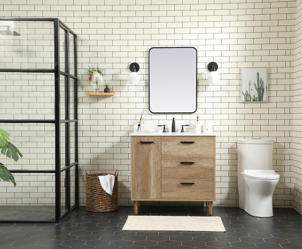 Elegant Furniture & Lighting - Baldwin 36 inch Single bathroom vanity in natural oak with backsplash - VF47036NT-BS veiw 5