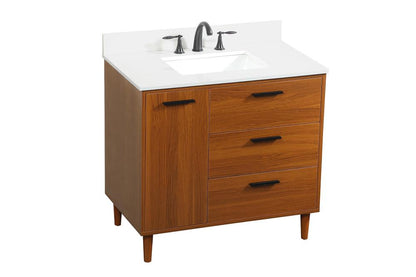 Elegant Furniture & Lighting - Baldwin 36 inch bathroom vanity in Teak with backsplash - VF47036MTK-BS veiw 1
