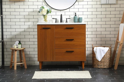 Elegant Furniture & Lighting - Baldwin 36 inch bathroom vanity in Teak with backsplash - VF47036MTK-BS veiw 2