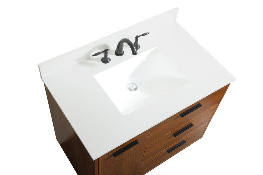 Elegant Furniture & Lighting - Baldwin 36 inch bathroom vanity in Teak with backsplash - VF47036MTK-BS veiw 3