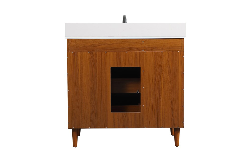 Elegant Furniture & Lighting - Baldwin 36 inch bathroom vanity in Teak with backsplash - VF47036MTK-BS veiw 8