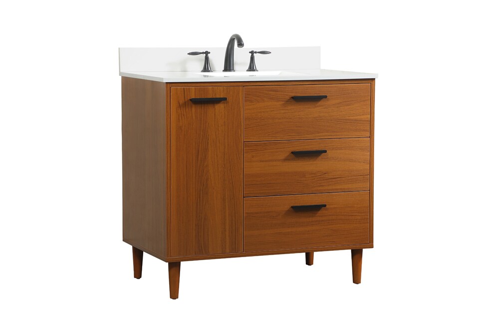 Elegant Furniture & Lighting - Baldwin 36 inch bathroom vanity in Teak with backsplash - VF47036MTK-BS veiw 14