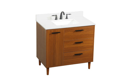 Elegant Furniture & Lighting - Baldwin 36 inch bathroom vanity in Teak with backsplash - VF47036MTK-BS veiw 15