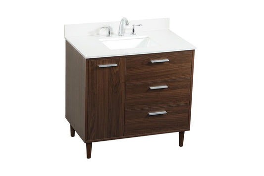 Elegant Furniture & Lighting - Baldwin 36 inch bathroom vanity in Walnut with backsplash - VF47036MWT-BS veiw 1