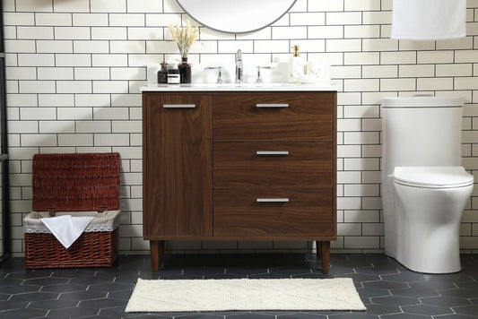 Elegant Furniture & Lighting - Baldwin 36 inch bathroom vanity in Walnut with backsplash - VF47036MWT-BS veiw 2