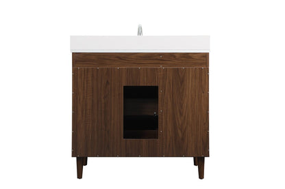 Elegant Furniture & Lighting - Baldwin 36 inch bathroom vanity in Walnut with backsplash - VF47036MWT-BS veiw 8