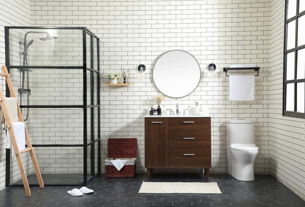 Elegant Furniture & Lighting - Baldwin 36 inch bathroom vanity in Walnut with backsplash - VF47036MWT-BS veiw 11