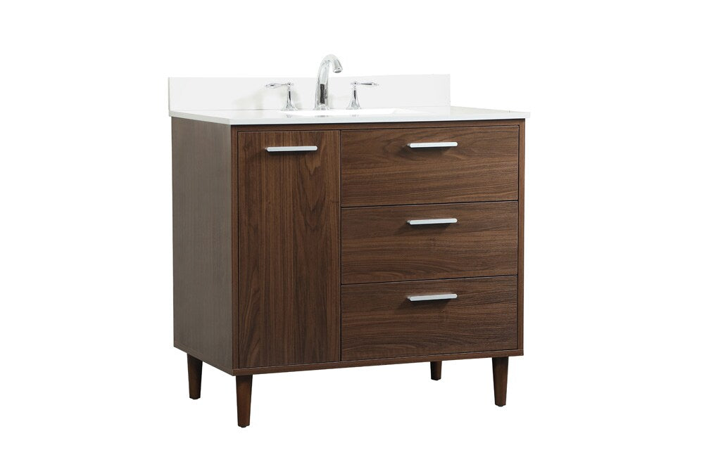 Elegant Furniture & Lighting - Baldwin 36 inch bathroom vanity in Walnut with backsplash - VF47036MWT-BS veiw 14