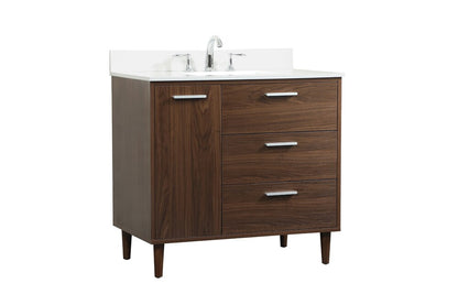 Elegant Furniture & Lighting - Baldwin 36 inch bathroom vanity in Walnut with backsplash - VF47036MWT-BS veiw 14