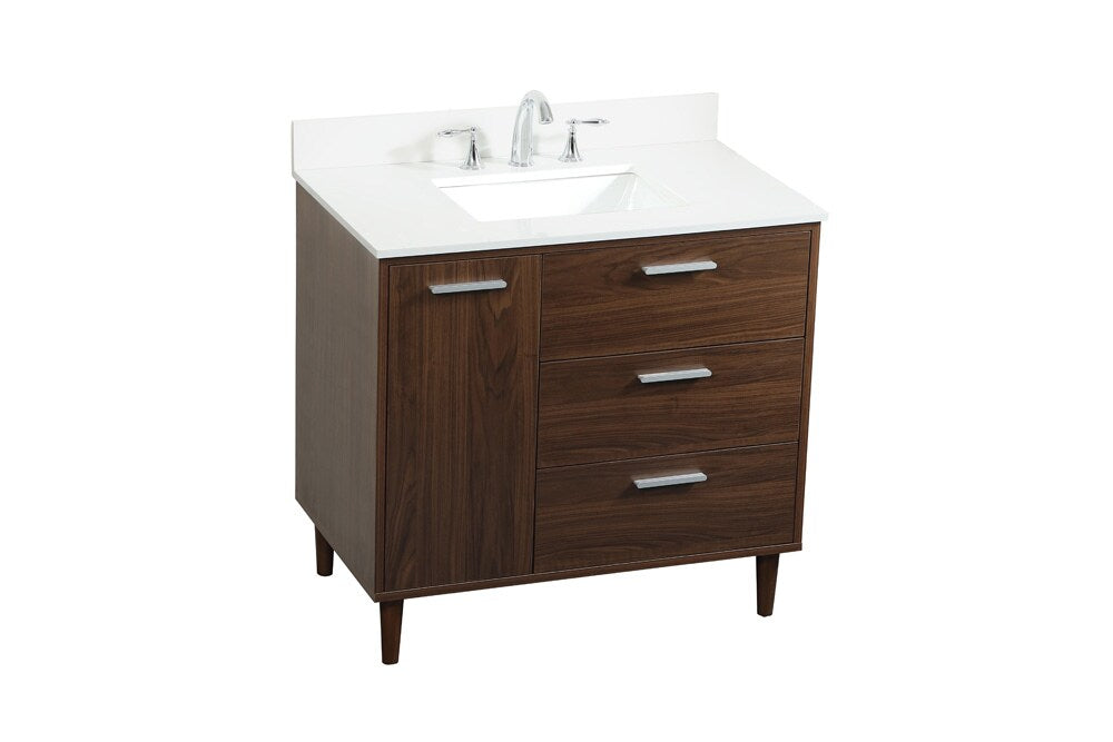 Elegant Furniture & Lighting - Baldwin 36 inch bathroom vanity in Walnut with backsplash - VF47036MWT-BS veiw 15