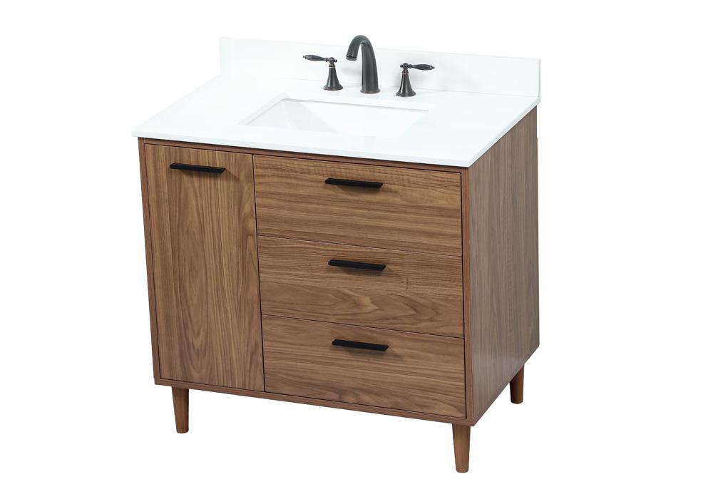 Elegant Furniture & Lighting - Baldwin 36 inch Single bathroom vanity in walnut brown with backsplash - VF47036WB-BS veiw 1