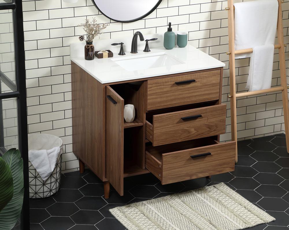Elegant Furniture & Lighting - Baldwin 36 inch Single bathroom vanity in walnut brown with backsplash - VF47036WB-BS veiw 4