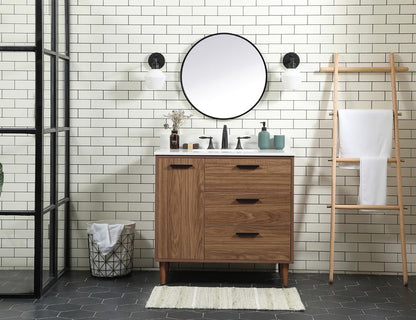 Elegant Furniture & Lighting - Baldwin 36 inch Single bathroom vanity in walnut brown with backsplash - VF47036WB-BS veiw 5