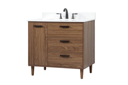 Elegant Furniture & Lighting - Baldwin 36 inch Single bathroom vanity in walnut brown with backsplash - VF47036WB-BS veiw 8