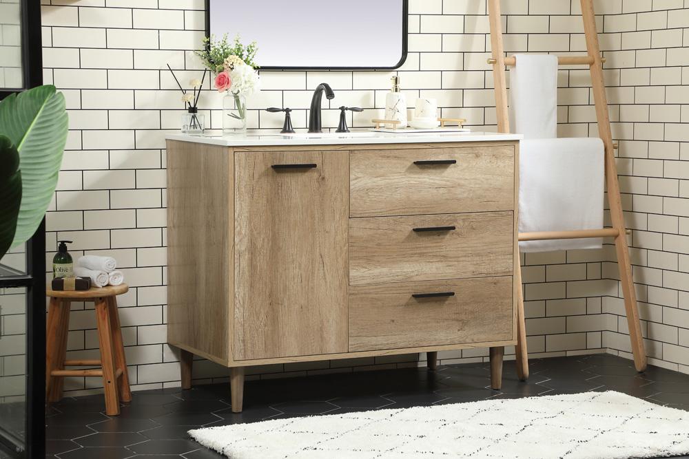 Elegant Furniture & Lighting - Baldwin 42 inch Single bathroom vanity in natural oak - VF47042NT veiw 3