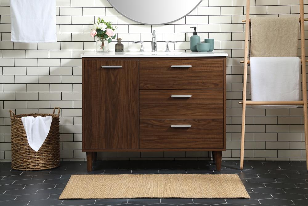Elegant Furniture & Lighting - Baldwin 42 inch bathroom vanity in Walnut - VF47042MWT veiw 2