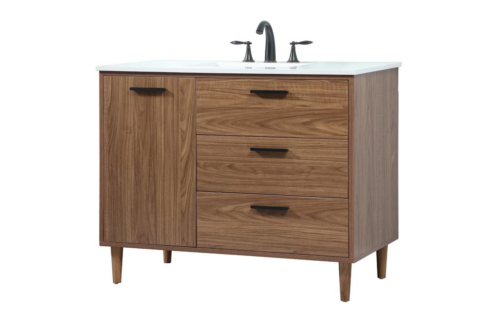 Elegant Furniture & Lighting - Baldwin 42 inch Single bathroom vanity in walnut brown - VF47042WB veiw 1