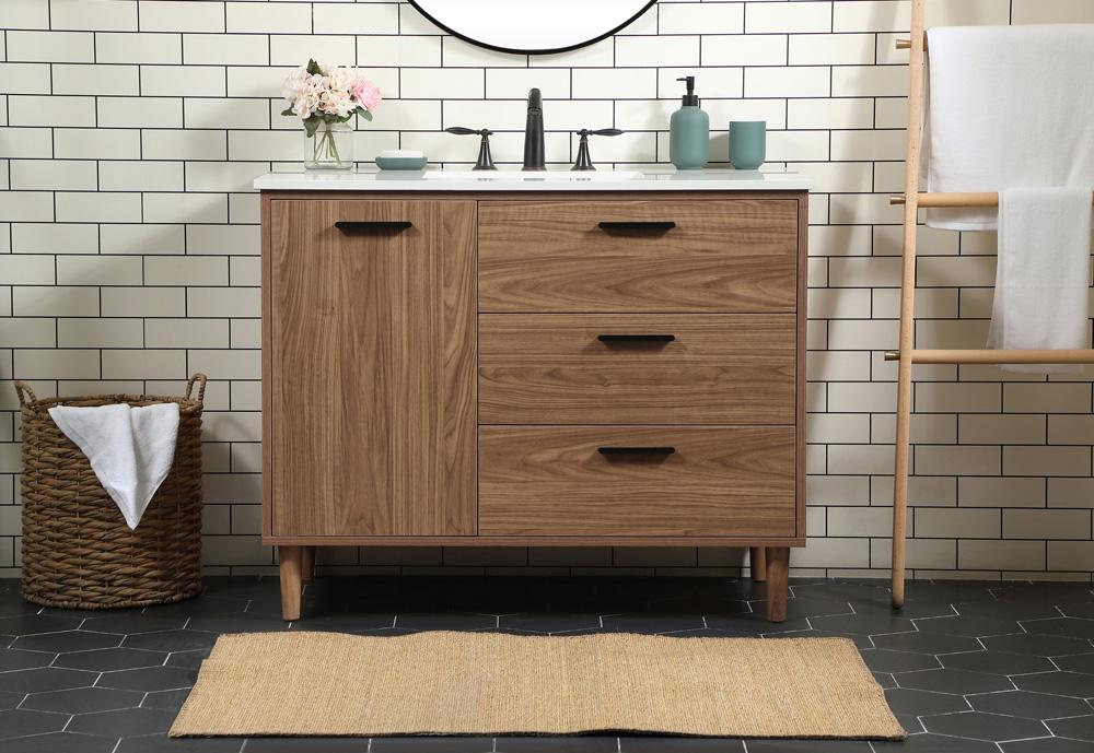 Elegant Furniture & Lighting - Baldwin 42 inch Single bathroom vanity in walnut brown - VF47042WB veiw 2