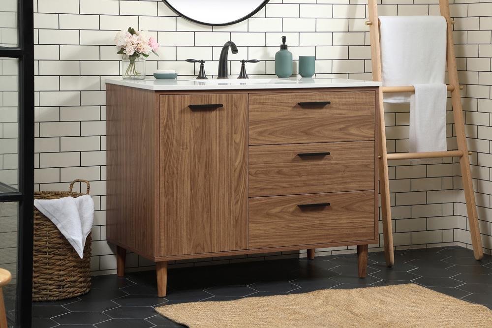 Elegant Furniture & Lighting - Baldwin 42 inch Single bathroom vanity in walnut brown - VF47042WB veiw 3