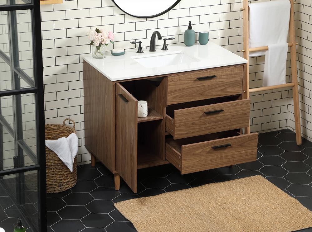 Elegant Furniture & Lighting - Baldwin 42 inch Single bathroom vanity in walnut brown - VF47042WB veiw 4