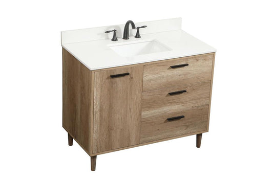 Elegant Furniture & Lighting - Baldwin 42 inch Single bathroom vanity in natural oak with backsplash - VF47042NT-BS veiw 1