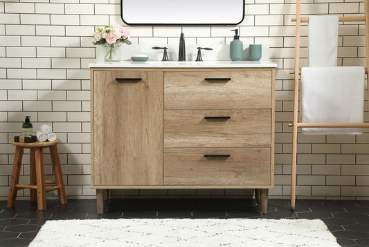 Elegant Furniture & Lighting - Baldwin 42 inch Single bathroom vanity in natural oak with backsplash - VF47042NT-BS veiw 2