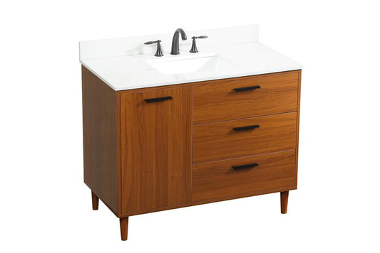 Elegant Furniture & Lighting - Baldwin 42 inch bathroom vanity in Teak with backsplash - VF47042MTK-BS veiw 1