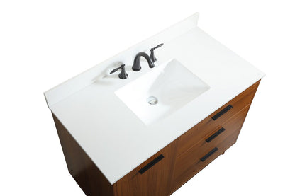 Elegant Furniture & Lighting - Baldwin 42 inch bathroom vanity in Teak with backsplash - VF47042MTK-BS veiw 3