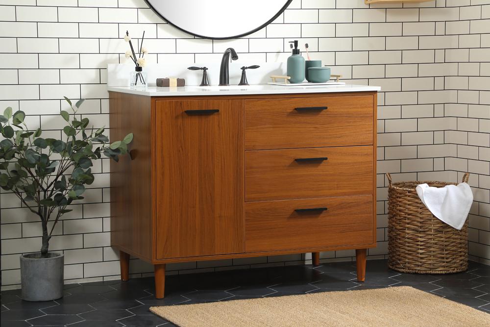 Elegant Furniture & Lighting - Baldwin 42 inch bathroom vanity in Teak with backsplash - VF47042MTK-BS veiw 9