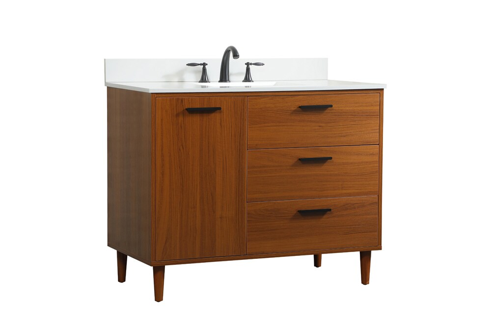 Elegant Furniture & Lighting - Baldwin 42 inch bathroom vanity in Teak with backsplash - VF47042MTK-BS veiw 14