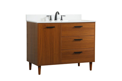 Elegant Furniture & Lighting - Baldwin 42 inch bathroom vanity in Teak with backsplash - VF47042MTK-BS veiw 14