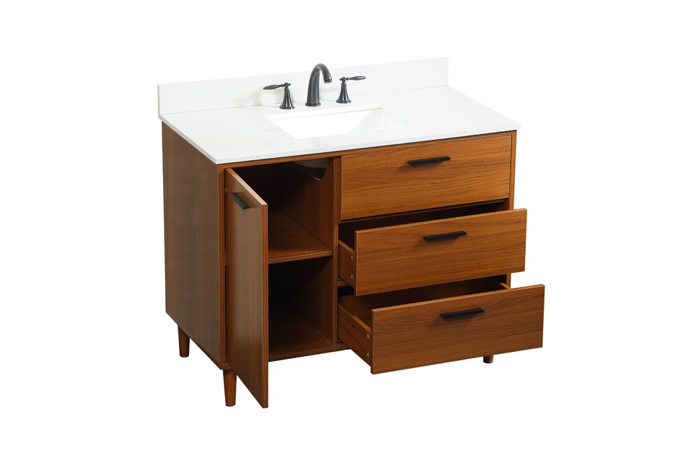 Elegant Furniture & Lighting - Baldwin 42 inch bathroom vanity in Teak with backsplash - VF47042MTK-BS veiw 16